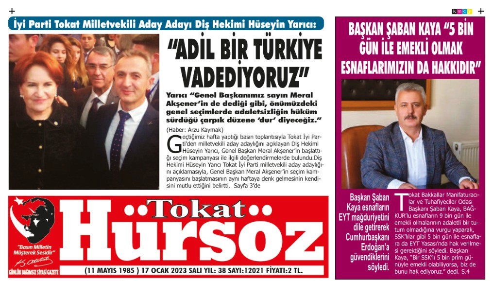 İYİ PARTİ TOKAT MİLLETVEKİLİ ADAY ADAYI DİŞ HEKİMİ HÜSEYİN YARICI: “ADİL BİR TÜRKİYE VADEDİYORUZ”